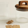 Borosilicate glass storage jar with wood lid